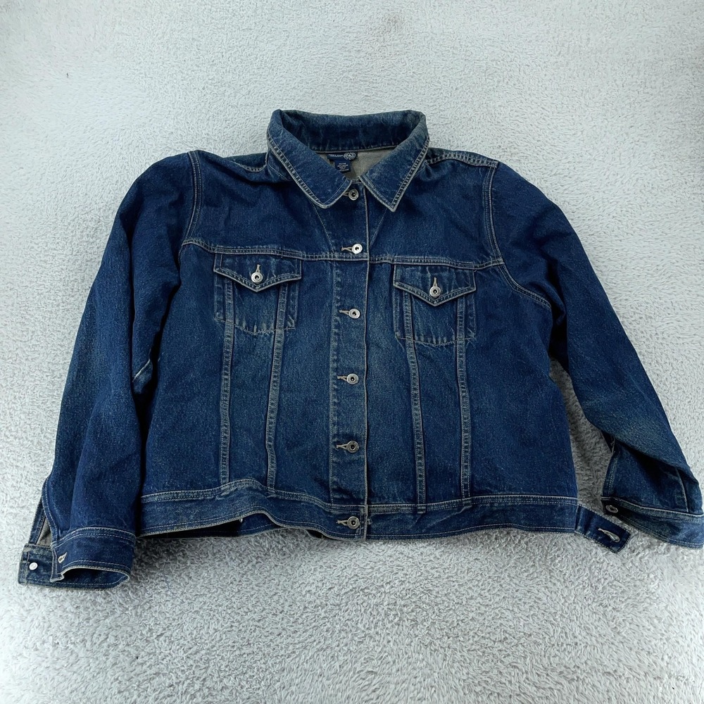 Venezia Jeans Jacket Womens 26/28 Blue Denim Trucker Button Front Plus Size